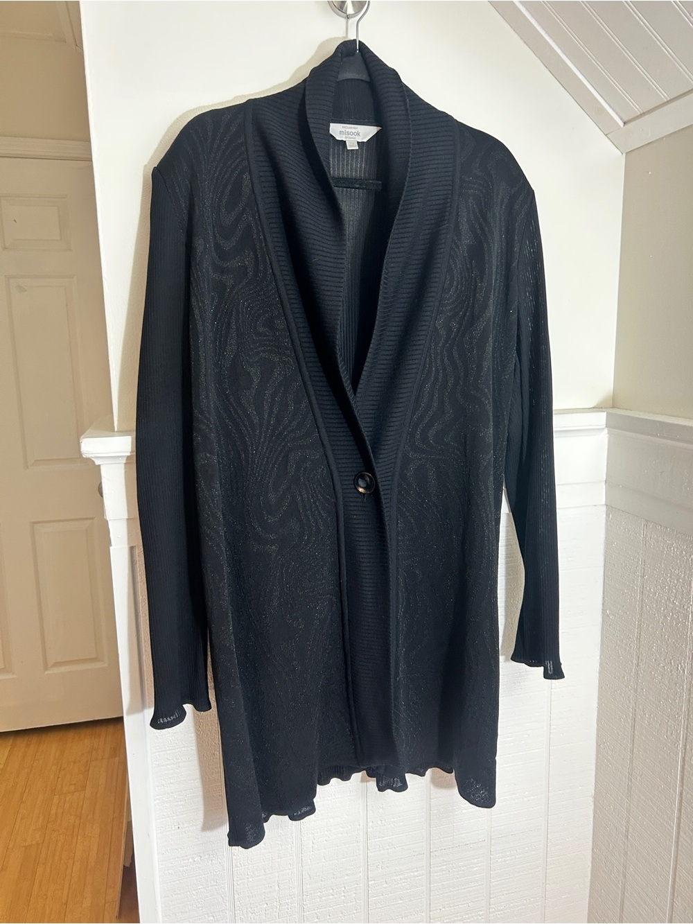 Exclusively Misook 2X Women’s Black Sweater with button front